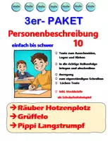 Vorschau - Stundenentwürfe - 3er Paket -Personenbeschreibung 10 (Pippi, Hotzenplotz, Grüffelo) - Deckblatt