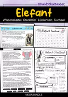 Vorschau - Arbeitsblätter - Elefant MEGABUNDLE - Wissenskartei, Lückentext, Steckbrief, Suchsel, Quizkarten, POP Art Malvorlagen - Deckblatt