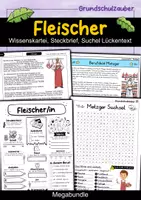 Vorschau - Stationenlernen - Metzger MEGABUNDLE Materialpaket- Wissenskartei, Lückentext, Steckbrief, Suchsel, Quizkarten - Deckblatt