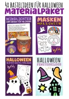 Vorschau - Mal- und Bastelvorlagen - 4x Basteln für Halloween - Kunst Materialpaket - Deckblatt