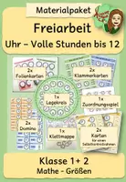 Vorschau - Stationenlernen - Freiarbeitsmaterial zum Thema Uhr - Volle Stunden bis 12 - Deckblatt