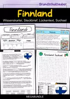 Vorschau - Arbeitsblätter - Finnland MEGABUNDLE - Wissenskartei, Lückentext, Steckbrief, Suchsel, Quizkarten, POP Art Malvorlagen - Deckblatt