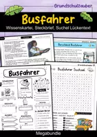 Vorschau - Spiele - Busfahrer MEGABUNDLE Materialpaket - Wissenskartei, Lückentext, Steckbrief, Suchsel, Quizkarten - Deckblatt