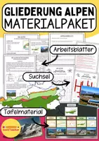 Vorschau - Arbeitsblätter - 🏔️ Die Alpen – Gliederung, Begriffe und Arbeitsblätter für die 5. & 6. Schulstufe (Sekundarstufe I) - Deckblatt