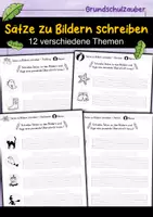 Vorschau - Arbeitsblätter - Sätze zu Bildern schreiben - Materialpaket | Freies Schreiben | Deutsch Klasse 1 - Deckblatt