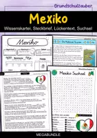 Vorschau - Mal- und Bastelvorlagen - Mexiko MEGABUNDLE - Wissenskartei, Lückentext, Steckbrief, Suchsel, Quizkarten, POP Art Malvorlagen - Deckblatt