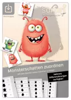 Vorschau - Stationenlernen - Materialpaket | Monsterschatten zuordnen | Level 1 - 4 - Deckblatt