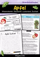 Vorschau - Arbeitsblätter - Apfel MEGABUNDLE - Wissenskartei, Lückentext, Steckbrief, Suchsel, Quizkarten, POP Art Malvorlagen - Deckblatt