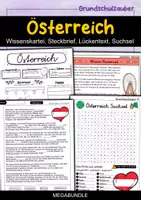 Vorschau - Arbeitsblätter - Österreich MEGABUNDLE - Wissenskartei, Lückentext, Steckbrief, Quizkarten, Suchsel, POP Art Malvorlagen - Deckblatt
