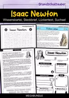 Vorschau - Arbeitsblätter - Isaac Newton MEGABUNDLE Materialpaket - Wissenskartei, Lückentext, Steckbrief, Suchsel, Quizkarten - Deckblatt