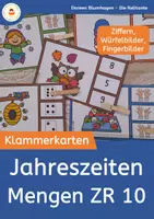 Vorschau - Mal- und Bastelvorlagen - Jahreszeiten: Klammerkarten Mengen im Zahlenraum 10 - Deckblatt