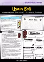 Vorschau - Arbeitsblätter - Usain Bolt MEGABUNDLE Materialpaket - Wissenskartei, Lückentext, Steckbrief, Suchsel, Quizkarten - Deckblatt