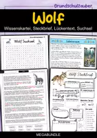 Vorschau - Spiele - Wolf MEGABUNDLE - Wissenskartei, Lückentext, Steckbrief, Suchsel, POP Art Malvorlagen, Quizkarten - Deckblatt