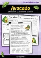 Vorschau - Arbeitsblätter - Avocado - Sparpaket | Wissenskartei, Lückentext, Quizkarten, POP Art Malvorlagen - Deckblatt
