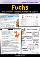 Vorschau - Arbeitsblätter - Fuchs MEGABUNDLE - Wissenskartei, Lückentext, Steckbrief, Suchsel, Quizkarten, POP Art Malvorlagen - Deckblatt