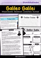 Vorschau - Arbeitsblätter - Galileo Galilei MEGABUNDLE Materialpaket - Wissenskartei, Lückentext, Steckbrief, Suchsel, Quizkarten - Deckblatt