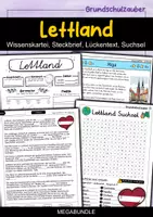 Vorschau - Arbeitsblätter - Lettland MEGABUNDLE - Wissenskartei, Lückentext, Steckbrief, Suchsel, Quizkarten, POP Art Malvorlagen - Deckblatt