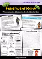 Vorschau - Arbeitsblätter - Feuerwehrmann MEGABUNDLE Materialpaket - Wissenskartei, Lückentext, Steckbrief, Suchsel, Quizkarten - Deckblatt