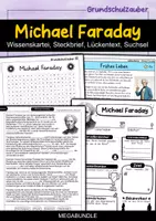 Vorschau - Arbeitsblätter - Michael Faraday MEGABUNDLE Materialpaket - Wissenskartei, Lückentext, Steckbrief, Suchsel, Quizkarten - Deckblatt
