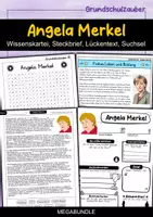 Vorschau - Arbeitsblätter - Angela Merkel MEGABUNDLE - Wissenskartei, Lückentext, Steckbrief, Suchsel - Deckblatt