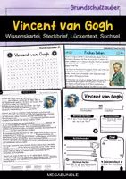 Vorschau - Arbeitsblätter - Vincent van Gogh MEGABUNDLE - Wissenskartei, Lückentext, Steckbrief, Suchsel - Deckblatt