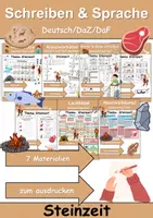 Vorschau - Unterrichtsreihen - Materialpaket - Schreiben und Sprache Thema Steinzeit - DaZ/DaF, Deutsch - Deckblatt