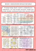 Vorschau - Spiele - Basic Grammar Bingo Bundle - 10 unique sheets - Deckblatt