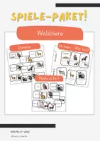 Vorschau - Arbeitsblätter - Spielepaket Waldtiere • Domino • Merk es Dir • Ich habe... Wer hat? - Deckblatt