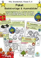 Vorschau - Stundenentwürfe - Kunst Weihnachten und Advent, Basteln, Ausmalbilder, Bastelvorlagen, Kindergarten, Grundschule. - Deckblatt