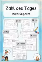 Vorschau - Arbeitsblätter - Materialpaket - Zahl des Tages (ZR 10, 20, 100, 1000) - Deckblatt