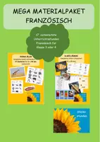 Vorschau - Stundenentwürfe - Wachsendes Mega Materialpaket Französisch: Animaux de zoo und Petit-déjeuner - Deckblatt