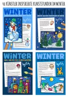 Vorschau - Mal- und Bastelvorlagen - 4x Künstler inspirierte Kunstprojekte für den Winter - Kunst Materialpaket - Deckblatt