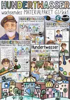 Vorschau - Mal- und Bastelvorlagen - Künstler Hundertwasser malen - Kunst Materialpaket (auch fachfremd) - Deckblatt