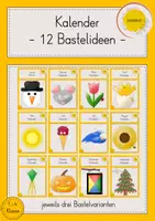 Vorschau - Mal- und Bastelvorlagen - Kalender Vorlage Bastelideen Monate Bastelkalender - Deckblatt