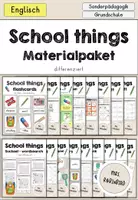 Vorschau - Arbeitsblätter - School things At school Materialpaket differentiert - Englisch - Deckblatt