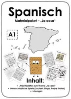 Vorschau - Arbeitsblätter - Materialpaket. Spanisch Anfängerunterricht (A1). Aufgaben zum Thema "la casa" (habitación). - Deckblatt