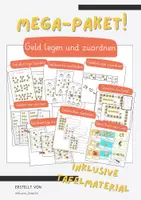 Vorschau - Arbeitsblätter - Mega-Materialpaket Geld/Geldbeträge legen und zuordnen • nur Euro • keine Cent • bis maximal 50€ - Deckblatt