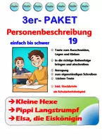 Vorschau - Stundenentwürfe - Paket: Personenbeschreibung 19 (Kleine Hexe, Elsa, Pippi, Langstrumpf) - Deckblatt