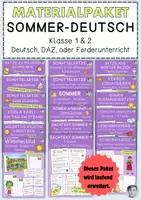 Vorschau - Spiele - Sommer Deutsch Klasse 1 und 2, Materialpaket, Growing Bundle - Deckblatt