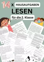 Vorschau - Arbeitsblätter - Materialpaket : 14 (!) Lesehausaufgaben + Fragen beantworten für die 2.Klasse - Deckblatt