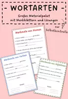 Vorschau - Arbeitsblätter - Wortarten Materialpaket: Merkblätter mit Lösungen - Deckblatt