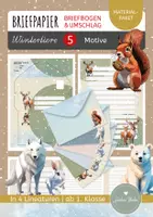 Vorschau - Arbeitsblätter - 5 x Briefpapier "Wintertiere" (4 Lineaturen) - Deckblatt