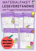 Vorschau - Stationenlernen - Leseverständnis Materialpaket, Leseverstehen mit Aufgaben - Deckblatt