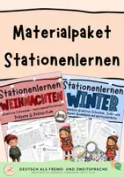 Vorschau - Arbeitsblätter - DaF/DaZ Materialpaket: Stationenlernen Winter & Weihnachten - Deckblatt