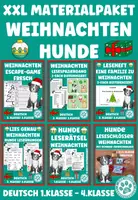 Vorschau - Spiele - XXL Materialpaket Weihnachten Hunde Deutsch differenziert - Deckblatt