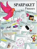 Vorschau - Mal- und Bastelvorlagen - SPARPAKET „FRIEDEN und FRIEDENSSYMBOLE“ zum Basteln & Thematisieren im Kindergarten & in der Schule - Nahost, Gaza, Syrien, Ukraine, Krieg (wachsendes Bundle) - Deckblatt