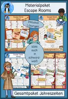 Vorschau - Arbeitsblätter - Escape Rooms Jahreszeiten – Materialpaket, Exit Games & Lesetraining – Leseverständnis Klasse 2–4 - Deckblatt