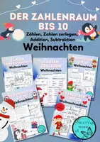 Vorschau - Arbeitsblätter - Der Zahlenraum bis 10 in Klasse 1: Weihnachtliche Arbeitsblätter - Deckblatt