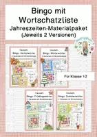 Vorschau - Spiele - Bingo mit Wortschatzliste - Jahreszeiten Materialpaket / Bundle - Deckblatt