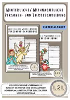 Vorschau - Arbeitsblätter - Tiere und Personen beschreiben - Weihnachten - Advent - Winter - Materialpaket - Deckblatt